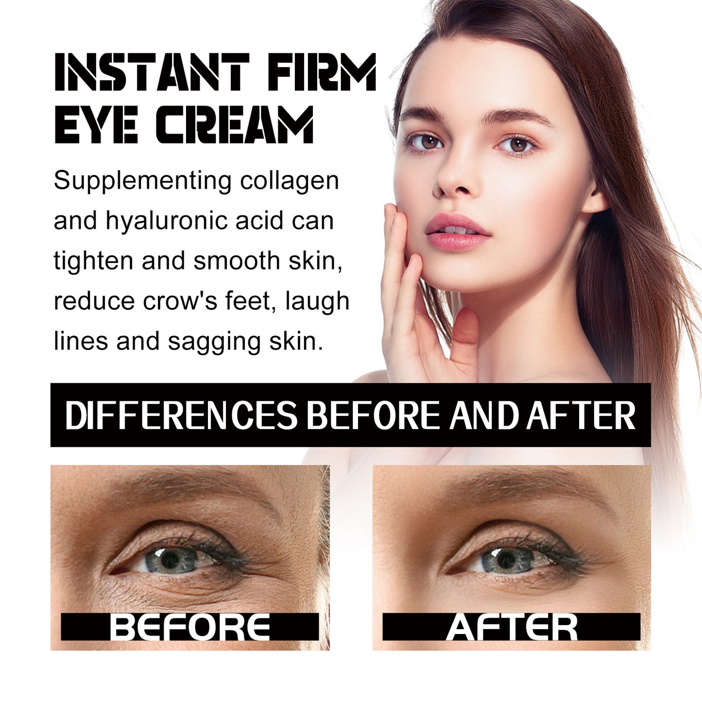 Instant Firm Eye Tightening Cream, Instant Firming Eye Cream With Hyaluronic Acid, Eye Tightener Cream With Collagen Vitamin E